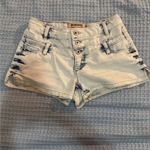 Blue Spice White Jean Shorts Cuffed Hem
